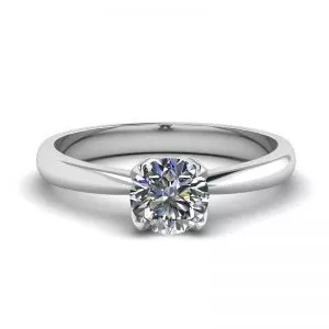 Anillo con montura de pétalo y diamante redondo