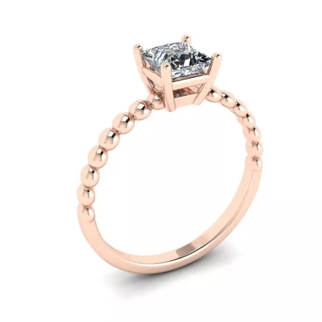 Anillo Barbudo con Diamante Talla Princesa en Oro Rosa 18K - Photo 3