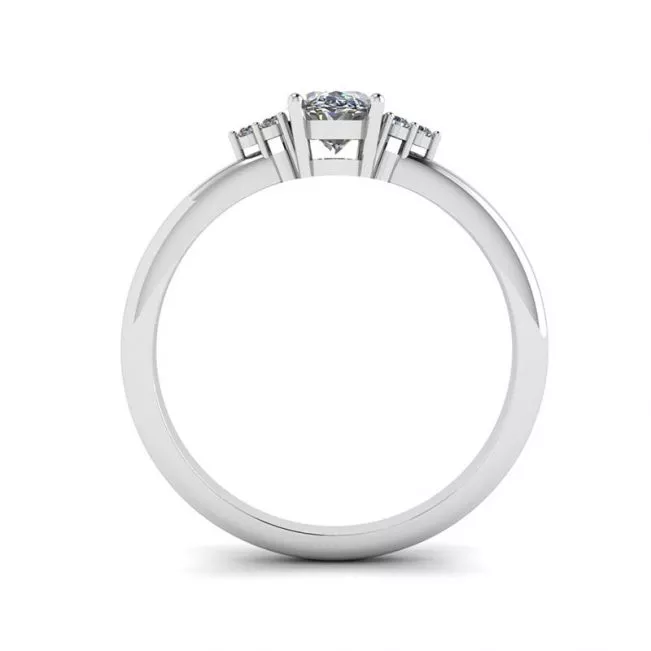Anillo de diamante ovalado con 3 diamantes laterales - Photo 1