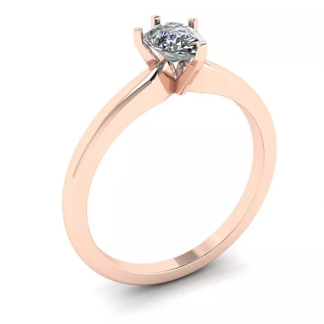 Anillo solitario de diamante pera en oro rosado de 6 puntas - Photo 3