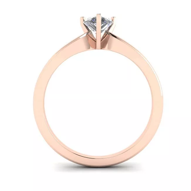 Anillo solitario de diamante pera en oro rosado de 6 puntas - Photo 1