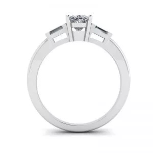 Anillo Baguettes Laterales con Diamantes Ovalados en Oro Blanco - Photo 1