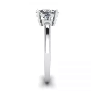 Anillo Baguettes Laterales con Diamantes Ovalados en Oro Blanco - Photo 2