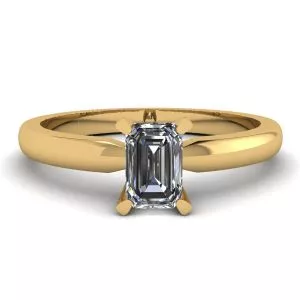 Anillo Rectangular de Diamantes en Oro Blanco-Amarillo