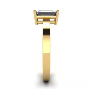 Anillo rectangular de diamantes en oro amarillo de 18 quilates - Photo 2
