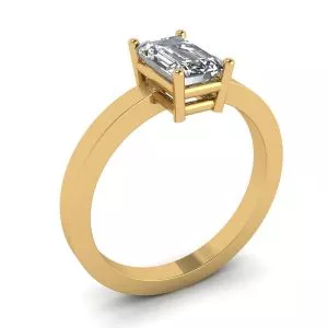 Anillo rectangular de diamantes en oro amarillo de 18 quilates - Photo 3