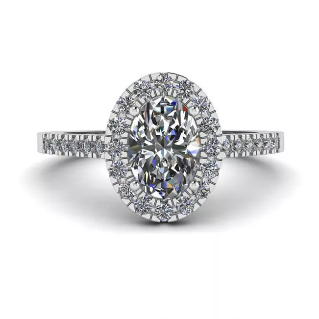 Anillo Diamante Ovalado Oro Blanco
