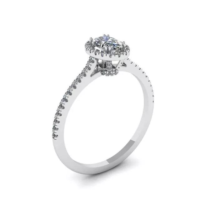 Anillo con halo de diamantes de talla ovalada - Photo 3