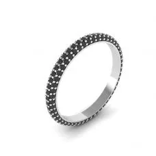 Anillo de eternidad con triple pavé de diamantes negros