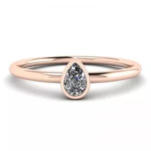 Anillo Pequeño Pera Diamante La Promesse Oro Rosa