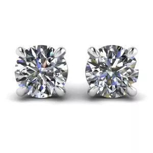 Pendientes de tuerca redondos perfectos con diamantes en oro blanco