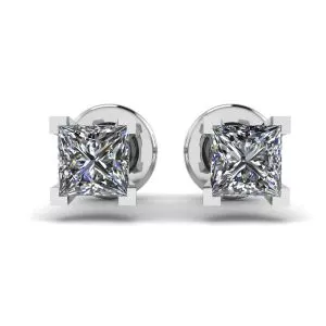 Aretes de diamantes de talla princesa