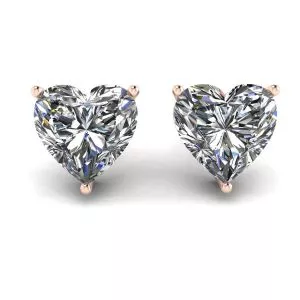 Aretes de diamantes en forma de corazón en oro rosa