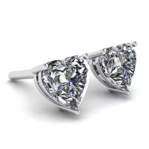 Pendientes de botón con diamantes en forma de corazón en oro blanco - Photo 2