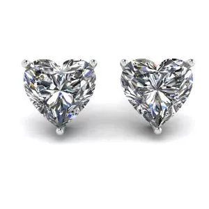 Pendientes de botón con diamantes en forma de corazón en oro blanco