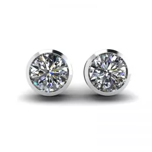Pendientes de botón con diamantes redondos en oro blanco