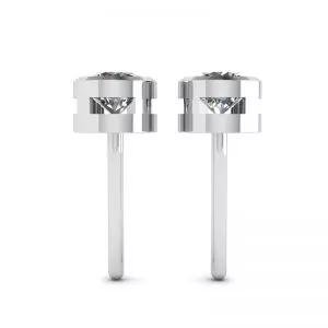 Pendientes de botón con diamantes redondos en oro blanco - Photo 1