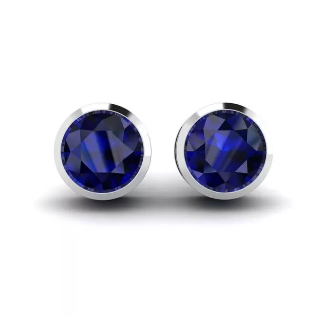 Aretes Clásicos de Zafiro Azul en Oro Blanco
