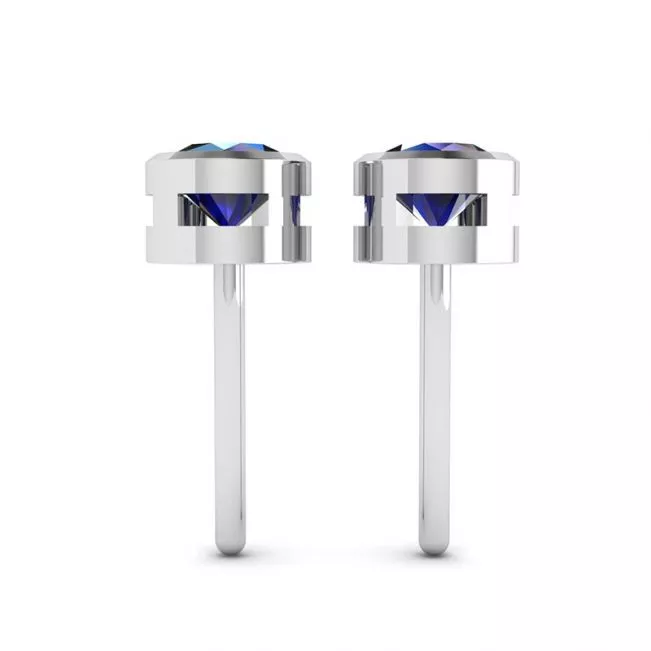 Aretes Clásicos de Zafiro Azul en Oro Blanco - Photo 2