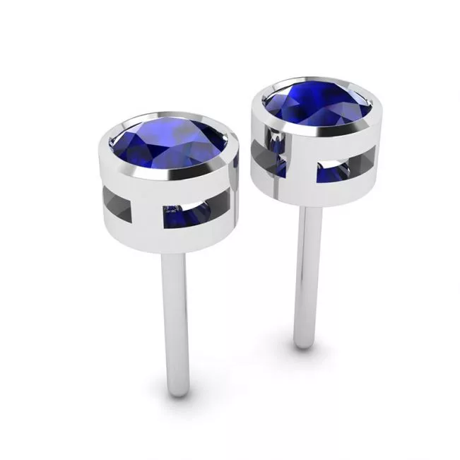 Aretes Clásicos de Zafiro Azul en Oro Blanco - Photo 3