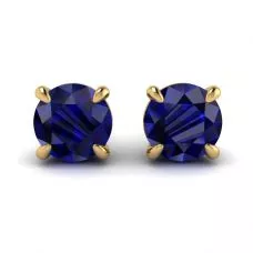 Aretes Clásicos de Zafiro Azul en Oro Amarillo