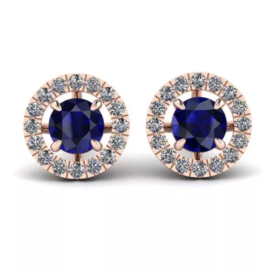 Aretes de zafiro con halo de diamantes removible en oro rosado, Ampliar imagen 1