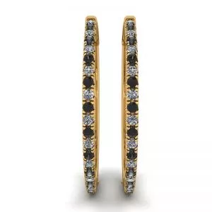Pendientes Aro Diamantes Blancos y Negros Oro Amarillo - Photo 2