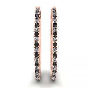 Aretes de Aro con Diamantes Blancos y Negros en Oro Rosa - Photo 2