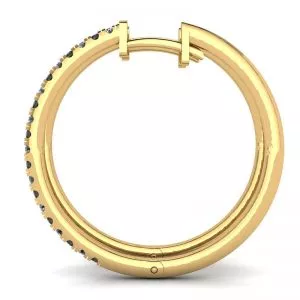 Pendientes Aro Diamantes Blancos y Negros Oro Amarillo - Photo 1