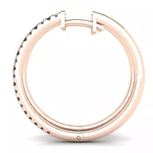 Aretes de Aro con Diamantes Blancos y Negros en Oro Rosa - Photo 1