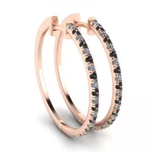 Aretes de Aro con Diamantes Blancos y Negros en Oro Rosa