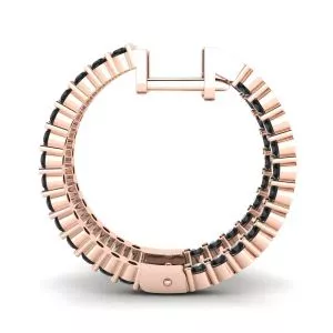 Pendientes de aro con diamantes negros en oro rosa - Photo 1