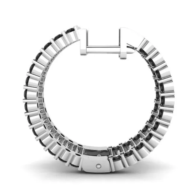 Pendientes de aro con diamantes negros - Photo 1
