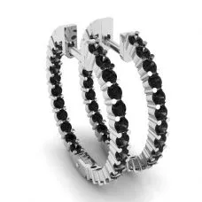 Pendientes de aro con diamantes negros