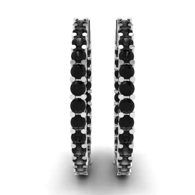 Pendientes de aro con diamantes negros - Photo 2