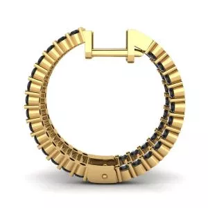 Pendientes de aro con diamantes negros en oro amarillo - Photo 1