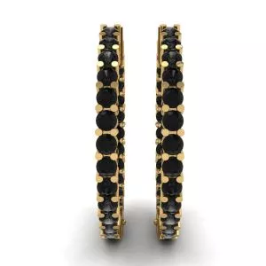 Pendientes de aro con diamantes negros en oro amarillo - Photo 2