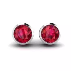 Aretes Rubí en Oro Blanco